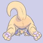  anthro blank_crotch cameroo clothing hoodie invalid_tag kangaroo male mammal marsupial null pawpads paws shirt simple_background solo thick_tail 