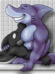 anthro bathroom bathroom_tiles bathroom_wall bathtub belly big_breasts black_body blue_body boyfriends breasts cetacean dolphin duo eyes_closed face_on_breast fish hand_on_partner&#039;s_back happy holding_partner&#039;s_tail lying_on_partner male male/male mammal marine muscular muscular_anthro muscular_male oceanic_dolphin orca relaxing resting_on_partner rjquaty romantic romantic_couple shark shark_fin shark_tail side_view smile teeth_showing toothed_whale white_belly white_tiles white_wall