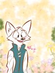 absurd_res accessory anthro arctic_fox canid canine clothing cosplay disney entangled flower flower_in_hair flynn_rider fox fur garden hair hair_accessory hi_res male male/male mammal mr._fox_harth_(take_your_luck) mrfox7luck petals plant solo true_fox white_body white_fur