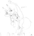 2024 anthro anus bottomless canid canine claws clothed clothing dreamworks female fox genitals high_kick kick kung_fu kung_fu_panda looking_up mammal pussy simple_background sketch smile solo toe_claws trashtikko zhen_(kung_fu_panda)