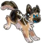 2017 alpha_channel ambiguous_gender black_body black_fur black_nose blue_eyes blue_tongue brown_body brown_fur canid canine canis digital_drawing_(artwork) digital_media_(artwork) digitigrade domestic_dog dot_eyes ear_piercing feral fur gauged_ear german_shepherd herding_dog jaspering mammal open_mouth open_smile pastoral_dog paws piercing plug_(jewelry) shaded simple_background smile snout solo tail tongue transparent_background white_body white_fur