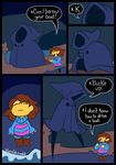  boat child comic dialogue english_text hood human humor long_legs mammal plumfsh protagonist_(undertale) river_person_(undertale) stripes text underground undertale vehicle video_games young 