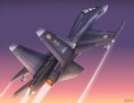  absurdres ace_combat ace_combat_7 aircraft airplane artist_name emblem fighter_jet hattorin highres jet military military_vehicle missile purple_sky sky su-30 