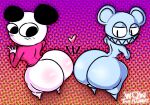 anthro apandah bear big_butt blush butt clothing duo femboy giant_panda heart_symbol hi_res huge_butt looking_back male male/male mammal modified_bear pink_clothing presenting presenting_hindquarters radiohead small_waist standing surprise watermark wowthisisgreat