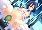  blue_eyes blue_hair blue_ribbon blush breasts breasts_outside censored egg egg_laying frilled_legwear hair_between_eyes hair_ribbon long_sleeves looking_at_viewer mosaic_censoring mother_(pso2) navel nipples phantasy_star phantasy_star_online_2 pussy ribbon short_hair side_ribbon small_breasts solo spread_legs sukage teeth thighhighs white_legwear 