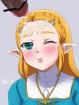  1boy 1girl artist_name blonde_hair blue_eyes blush censored cum facial fast-r necklace nintendo one_eye_closed penis pointy_ears princess_zelda tears the_legend_of_zelda 