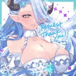  1girl absurdres breasts clothing_cutout collarbone commission draph elbow_gloves frills fur_trim gloves granblue_fantasy hair_ornament highres horns izmir kotono_(momonoha4213) large_breasts long_hair parted_lips pointy_ears second-party_source skeb_commission skindentation solo underboob_cutout upper_body very_long_hair white_hair yellow_eyes 