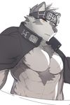  anthro armpit_hair canine horkeukamui male mammal muscular muscular_male nipples solo tokyo_afterschool_summoners wolf 