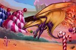  2014 claws day detailed_background digital_media_(artwork) dragon feral horn male membranous_wings natoli nude outside sky smile solo wings 