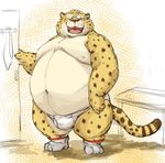  benjamin_clawhauser big_bulge bulge cheetah clothed clothing cute disney feline kotobuki legwear male mammal overweight socks topless underwear zootopia 