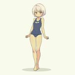  androgynous barefoot dark_skin dark_skinned_male full_body long_legs male_focus name_tag old_school_swimsuit one-piece_swimsuit otoko_no_ko pas_(paxiti) pink_hair red_eyes school_swimsuit short_hair solo standing swimsuit 