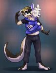  anthro artie cameroo clothing conjoined eyewear ferret fusion glasses hoodie kangaroo male mammal marsupial merging multi_arm multi_head multi_limb mustelid pants rubbing_cheeks the-b3ing thick_tail transformation 