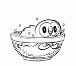  animated_gif bathing bird bowl coelasquid gen_7_pokemon greyscale lowres monochrome no_humans owl pokemon pokemon_(creature) rowlet simple_background sketch splashing white_background 