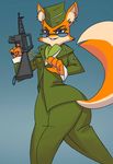  anthro black_nose breasts canine clothing cupcakenotvanilla eyebrows eyelashes eyeshadow eyewear f-16 female fox fur glasses hat lt._fox_vixen makeup mammal military_uniform multicolored_fur orange_fur simple_background smile solo squirrel_and_hedgehog two_tone_fur uniform white_fur 여우장교 