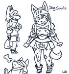  angel_(lightsource) anthro armor bone breasts canine dog female helmet lightsource looking_at_viewer mammal melee_weapon monochrome sketch smile solo sweat sword weapon 