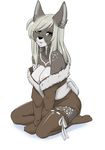  anthro breasts canine female kneeling looking_at_viewer mammal nipples open_mouth racerdragon smile solo 