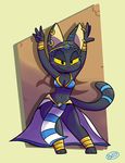  2017 anthro belly_dancer breasts cat clothing cute dancing egyptian feline female harem jewelry jurassiczalar mammal princess princess_purssia royalty solo temple_hunters toony 