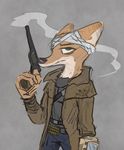  anothercolouranon anthro black_nose canine clothed clothing disney duo fox fur gun male mammal nick_wilde nobody_(artist) ranged_weapon weapon zootopia 