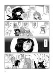  5girls ahoge cape comic eyepatch greyscale hat kantai_collection kiso_(kantai_collection) kitakami_(kantai_collection) kuma_(kantai_collection) monochrome multiple_girls ooi_(kantai_collection) sweatdrop tama_(kantai_collection) translation_request yokochou 