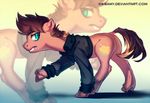  2017 brown_fur brown_hair clothing cutie_mark equine fan_character feral fur hair hooves jacket ka-samy mammal my_little_pony smile solo 
