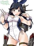  2017 animal_ears bare_legs bare_shoulders black_hair blush breasts bunny_ears bunny_tail bunnysuit cannon character_name cleavage dated detached_collar fake_animal_ears headband kantai_collection large_breasts leotard lips long_hair looking_at_viewer machinery open_mouth rigging smokestack solo tail tatsumi_ray tears torpedo turret twitter_username ushio_(kantai_collection) wrist_cuffs 