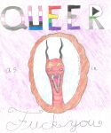 2018 absurd_res ambiguous_gender angry asexual_pride_colors black_horn colored_pencil_(artwork) cursive demigirl_pride_colors demiromantic_pride_colors dragon feral genderfluid_pride_colors hi_res horn lgbt_pride long_neck nonbinary_(lore) open_mouth pride_colors profanity rainbow_pride_colors red_body sharp_teeth simple_background snarling solo sparky_lurkdragon sparky_lurkdragon_(character) teeth text traditional_media_(artwork) yellow_eyes