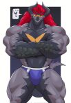 anthro biceps briefs bulge bushiroad clothed clothing crossed_arms demon_lord_dragon_batzz dragon future_card_buddyfight hi_res male muscular muscular_anthro muscular_male pecs solo topless underwear wolfblack2543