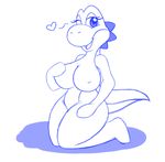  &lt;3 big_breasts breasts dinosaur female flirting kneeling mario_bros nintendo nipples nude one_eye_closed open_mouth plain_background scalie smile solo super_mario_bros. unknown_artist video_games white_background wink yoshi 
