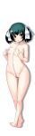  1girl absurdres alpha_transparency ass_visible_through_thighs bosshi breasts cameltoe collar covering_nipples full_body green_hair hair_ribbon highres navel nipples open_mouth orange_eyes original petite ribbon small_breasts smile solo tagme transparent_background twintails variant_set white_collar yu_(bosshi) 