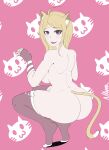&lt;3 &lt;3_eyes absurd_res ahoge alternate_species animal_ears animal_humanoid animal_tail big_breasts big_butt blonde_hair blush breasts butt cat_humanoid clothing crouching danganronpa danganronpa_v3 eyelashes felid felid_humanoid feline feline_humanoid female fingerless_gloves gloves hair handwear hi_res huge_butt humanoid kaede_akamatsu legwear looking_at_viewer looking_back looking_back_at_viewer mammal mammal_humanoid naver_(artist) nude open_mouth open_smile pink_background purple_clothing purple_eyes purple_gloves purple_handwear purple_legwear purple_thigh_highs rear_view simple_background smile solo tan_body tan_skin thick_thighs thigh_highs wide_hips