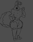 2_toes 3_fingers antennae_(anatomy) anthro arthropod arthropod_abdomen bee big_abdomen bulge disinterested feet fingers fluffy fluffybeeboy hi_res hymenopteran insect male mandibles monochrome solo thick_thighs toes