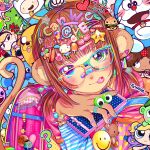  3girls 5boys ? adventure_time animal_ears backpack bag bag_charm bandaid bandaid_on_face bandaid_on_nose blooregard_q_kazoo blue&#039;s_clues blue_(blue&#039;s_clues) brown_hair bubbles_(ppg) burger cellphone cellphone_charm charm_(object) closed_mouth doraemon doraemon_(character) english_text finn_the_human food food-themed_hair_ornament foster&#039;s_home_for_imaginary_friends glasses gravyalloverhim hair_ornament happy_tree_friends heart heart_hair_ornament highres holding holding_phone jake_the_dog jewelry looking_at_viewer mac_(foster&#039;s) mandy_(grim_adventures) monkey_ears monkey_girl monkey_tail multiple_boys multiple_girls nail_polish original phone pill pill_on_tongue pink_bag powerpuff_girls raver ring short_twintails smartphone smile star_(symbol) star_hair_ornament tail text_hair_ornament the_grim_adventures_of_billy_&amp;_mandy tongue tongue_out too_many_hair_ornaments twintails 