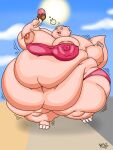2018 3:4 3_toes 5_fingers anthro areola areola_outline areola_slip bar_emanata barefoot batspid2 belly big_areola big_belly big_breasts big_nipples bikini biped black_eyebrows black_eyelashes bottomwear breasts cel_shading claws clothing cloud dessert digital_drawing_(artwork) digital_media_(artwork) double_chin eating emanata eyebrows feet female fingers flabby_arms food frill_(anatomy) front_view full-length_portrait glistening glistening_eyes head_crest head_frill holding_food holding_object huge_areola huge_breasts huge_thighs hyper hyper_belly hyper_hips hyper_thighs ice_cream juna_(batspid2) lizard love_handles membrane_(anatomy) membranous_frill morbidly_obese morbidly_obese_anthro morbidly_obese_female motion_lines navel nipple_outline nipples non-mammal_breasts obese obese_anthro obese_female on_one_leg one_breast_out open_mouth overweight overweight_anthro overweight_female pink_bikini pink_body pink_bottomwear pink_clothing pink_scales pink_swimwear pink_tongue pink_topwear portrait puffy_areola puffy_nipples purple_eyes reptile scales scalie shaded signature sky solo standing sun swimwear tail tan_areola tan_nipples thick_thighs three-quarter_view tight_clothing toe_claws toes tongue topwear white_claws
