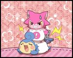  ! &lt;3 animated blue_fur blush chain clothing cocotama domination duo ear_piercing eyes_closed feline female female_domination fur himitsu_no_cocotama hm3526 loop male mammal open_mouth panties piercing pink_fur red_eyes sadism sweat tokumaru_(cocotama) underwear yurano_(cocotama) 