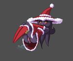  2016 anthro anthrofied armwear bellanette blush breasts butt candy candy_cane christmas clothed clothing dress fan_character female food grey_background hair hat holidays latiar legs_up legwear long_hair looking_at_viewer mismagius nintendo orange_eyes pok&eacute;mon pok&eacute;morph purple_hair purple_skin simple_background smile solo underwear video_games yellow_sclera 