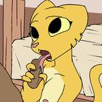  2017 anthro bed breasts digital_media_(artwork) faceless_male fangs fellatio female filthypally fur handjob human katia_managan licking male male/female mammal nipples nude open_mouth oral penis precum prequel sex the_elder_scrolls tongue tongue_out video_games webcomic yellow_fur 