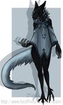  anthro avian bird bottomless canine claws clothed clothing corvid crow dtalvi feathers female fur hair hybrid mammal solo standing wide_hips 