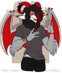  anthro clothed clothing dragon dtalvi horn looking_at_viewer male open_mouth solo standing wide_hips wings 