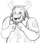  asgore_dreemurr beard blush boss_monster caprine deaderrose facial_hair flower fur goat happy horn long_ears mammal plant simple_background smile solo undertale video_games white_background white_fur 