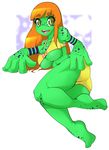 +_+ amphibian anthro big_breasts big_hands bra breast_squish breasts butt cleavage clothed clothing female freckles frog green_skin hair neon_(scikosis) orange_hair presenting presenting_hindquarters scikosis simple_background sports_bra sweat under_boob underwear 