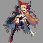  animal blonde_hair blue_eyes blush cape cat faulds full_body hat highres midriff navel peroshi_(graphic_loops) stomach sword torn_clothes weapon 