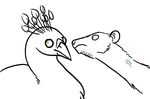  2017 beak black_and_white crest duo feral green_eyes knotty_curls long_neck mammal monochrome norve orange_eyes rat ratte rodent simple_background white_background 