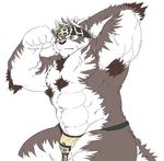 armpit_hair canine horkeukamui male mammal muscular solo tokyo_afterschool_summoners wolf 