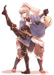  armor cape dancing fimyuan fire_emblem fire_emblem_if gauntlets japanese_clothes leon_(fire_emblem_if) looking_at_viewer male_focus multiple_boys open_mouth simple_background smile takumi_(fire_emblem_if) white_background 