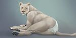  anthro clothed clothing cosmiclife feline female lion looking_at_viewer mammal panties pinup pose semi-anthro simple_background underwear 
