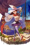  ;d absurdres belt book boots breasts brown_hair buttons cape choker cleavage cloud cloudy_sky clover cosplay curtains four-leaf_clover hat highres kagari_atsuko little_witch_academia long_hair miniskirt mizukiyan mushroom navel night night_sky one_eye_closed open_mouth reaching_out red_eyes shiny_chariot shiny_chariot_(cosplay) skirt sky small_breasts smile sparkle test_tube thigh_boots thighhighs wand witch_hat wizard_hat 