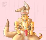  anal anal_penetration anus balls collar cuntboy cuntboy/male digital_media_(artwork) duo feline flat_chested intersex intersex/male kangaroo male mammal marsupial penetration penis presenting pussy roo_fursworth sitting size_difference sumat sumatsuki tiger 