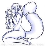  ambiguous_gender anthro blue_theme canine dtalvi duo feline female feral kissing kneeling mammal nude overweight smile 