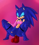  anal anthro clothed clothing crossdressing dildo fishnet girly hedgehog legwear mammal pranky sex_toy simple_background solo sonic_(series) sonic_the_hedgehog stockings 
