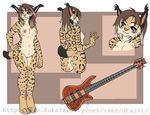  anthro breasts dtalvi feline female guitar lynx mammal model_sheet musical_instrument nipples nude pussy smile solo standing 